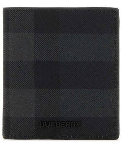 Burberry Navy Blue Grained Leather Cavendish Bifold Wallet Burberry
