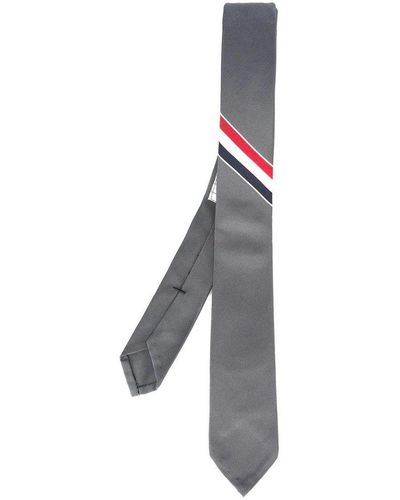 Thom Browne Rwb Stripe-jacquard Pointed-tip Tie - White