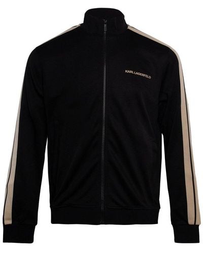 Karl Lagerfeld Logo Embossed Zip-up Jacket - Black