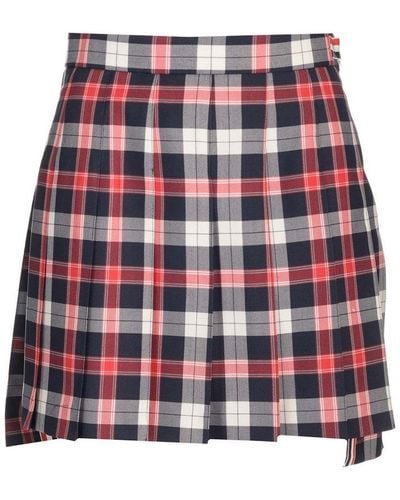Thom Browne Pleated Mini Skirt - Red