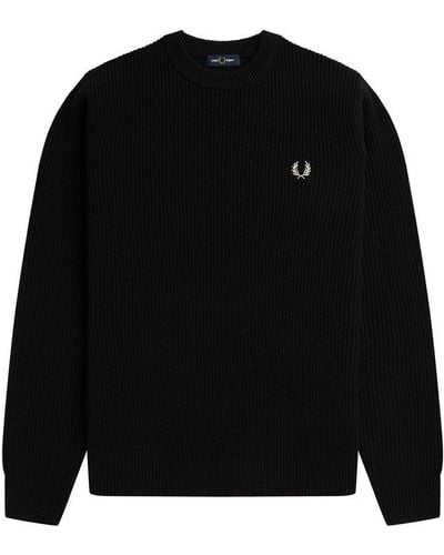 Fred Perry Logo-embroidered Crewneck Jumper - Black