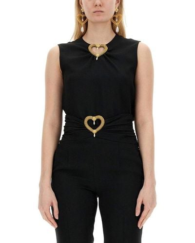 Moschino Blouse With Heart Applique - Black