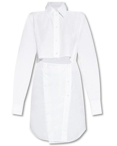 Helmut Lang Cut-out Poplin Shirt Dress - White
