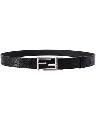 Fendi Leather Belt With Ff Logo - Black