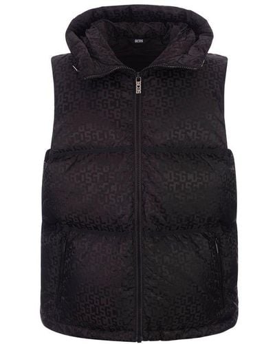 Gcds Padded Gilet With Pattern - Black