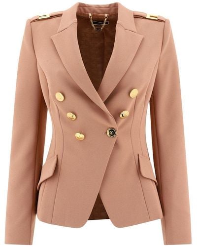 Elisabetta Franchi Double-breasted Tailored Blazer - Pink