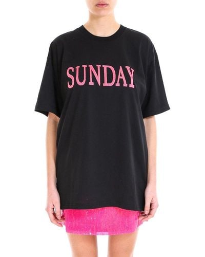 Alberta Ferretti Sunday Sequin Embroidered T-shirt - Black