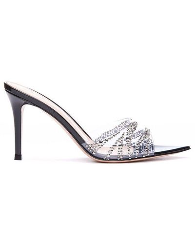 Gianvito Rossi 95mm Crystal-embellished Leather Mules - Black
