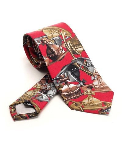 Vivienne Westwood Pattern-printed Pointed-tip Tie - Red