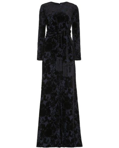 Max Mara Picasso Devoré Velvet Dress - Black
