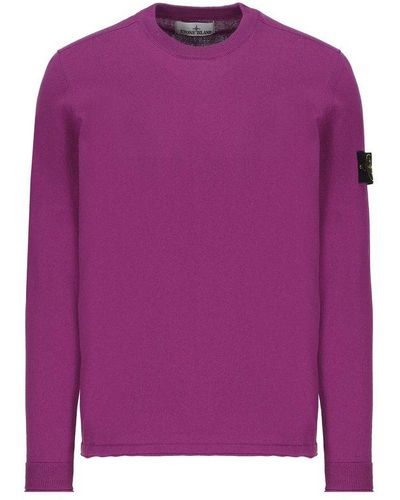 Stone Island Crewneck Knitted Sweater - Purple