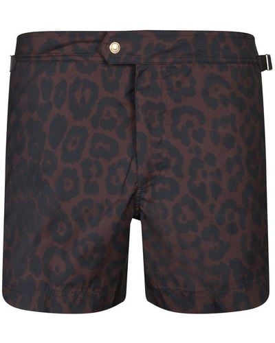 Tom Ford Cheetah Print Swim Shorts - Grey
