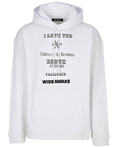 Raf Simons Slogan Patches Hoodie - White