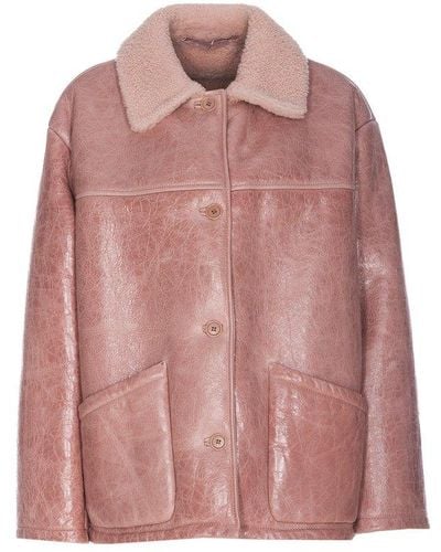 Salvatore Santoro Shearling-collar Button-up Jacket - Pink