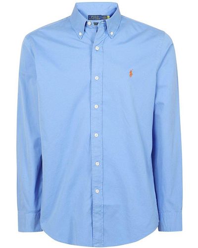 Polo Ralph Lauren Polo Pony Embroidered Buttoned Shirt - Blue
