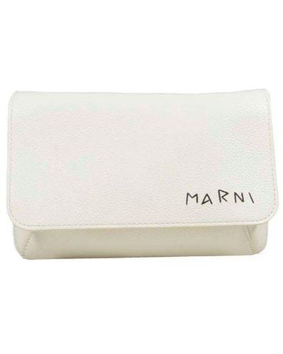Marni Logo-embroidered Foldover Top Belt Bag - White