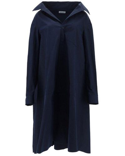 Balenciaga Collared Coat Dress - Blue