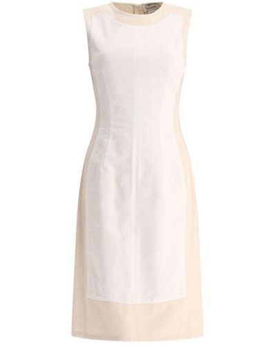 Sportmax Yang Double Colour Sleeveless Dress - White