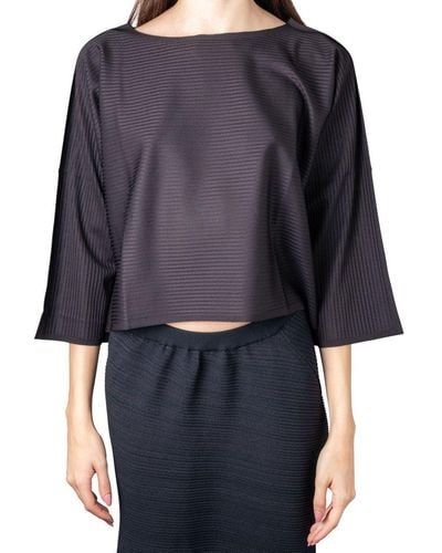 Pleats Please Issey Miyake A-poc Boat Neck Pleated Blouse - Black