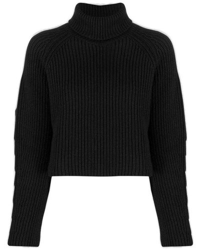Societe Anonyme Roll-neck Cropped Knitted Sweater - Black