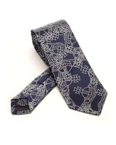 Vivienne Westwood Orb-jacquard Pointed-tip Tie - Blue
