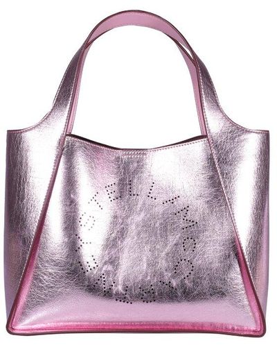 Stella McCartney Perforated Logo Metallic Tote Bag - Pink