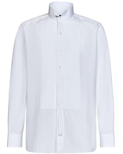 Tom Ford Pleat Detailed Long-sleeved Shirt - White
