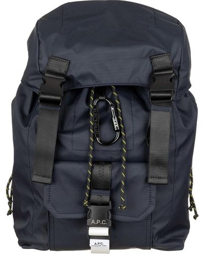 A.P.C. Logo Detail Nylon Backpack - Blue