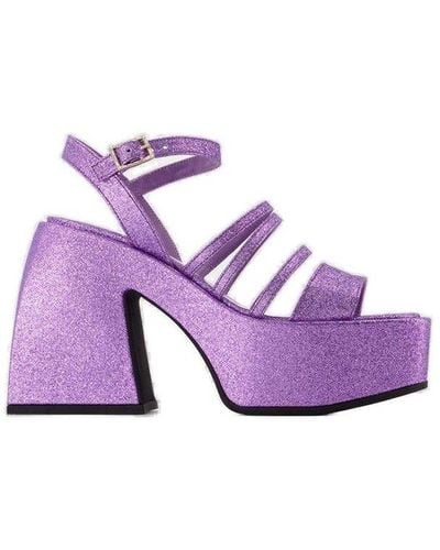 NODALETO Bulla Chibi Glitter-detailed Sandals - Purple