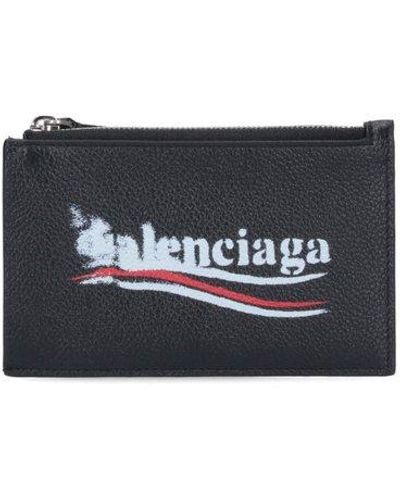 Balenciaga Logo Printed Zipped Cardholder - Black