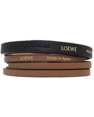 Loewe + Paula's Ibiza Set Of Two Leather Bangles - Brown