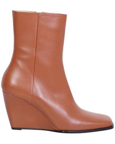 Wandler Squared-toe Ankle Boots - Brown