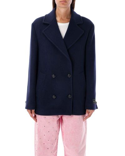 MSGM Double-breasted Long-sleeved Jacket - Blue