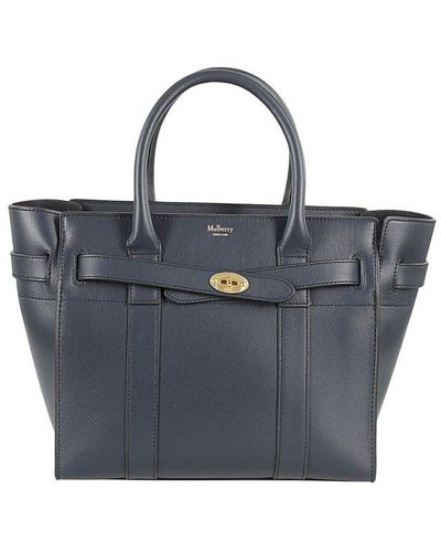 Mulberry Small Zipped Bayswater Tote Bag - Blue