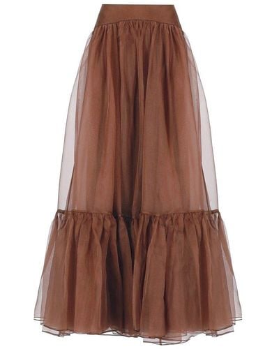 Zimmermann Natura Gathered Skirt - Brown