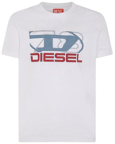 DIESEL T-diegor-k74 Logo Printed Crewneck T-shirt - White