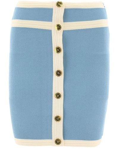 Elisabetta Franchi Two Tone High-waisted Mini Skirt - Blue