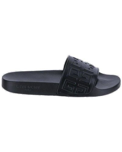 Givenchy 4g Logo Embossed Slip-on Sandals - Black