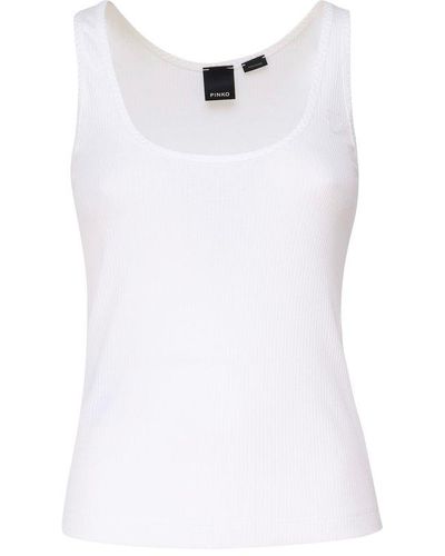 Pinko Love Birds-motif Ribbed Top - White