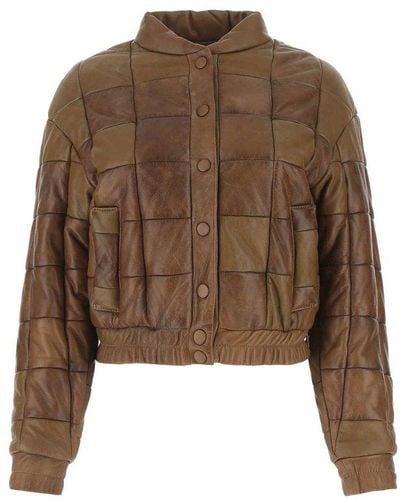 Golden Goose Leather Padded Jacket Golden Goose Deluxe Bra - Brown
