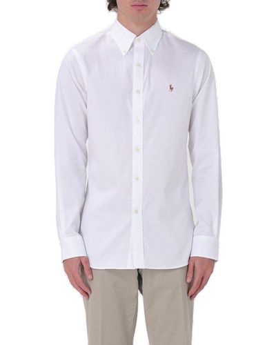 Polo Ralph Lauren Logo Embroidered Buttoned Shirt - White