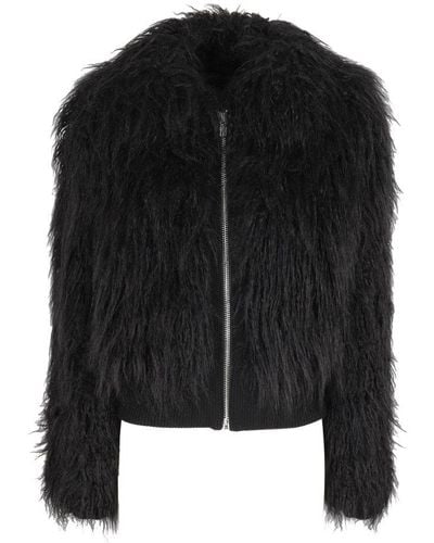 Boutique Moschino Faux Fur Zip-up Bomber Jacket - Black