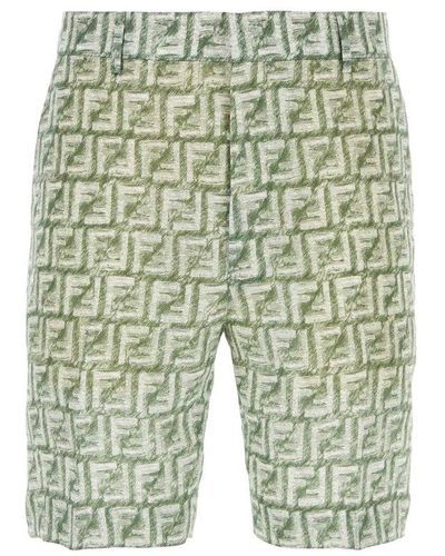 Fendi Ff Printed Bermuda Shorts - Green