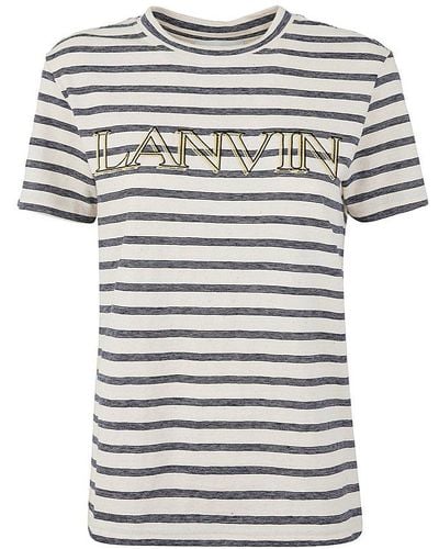 Lanvin Striped Crewneck T-shirt - Gray