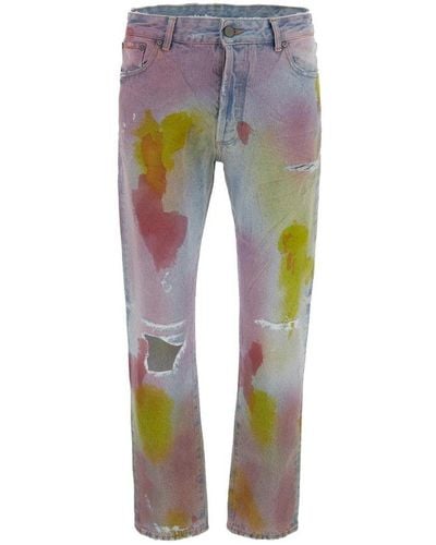 Palm Angels Distressed Tie-dye Jeans - Gray