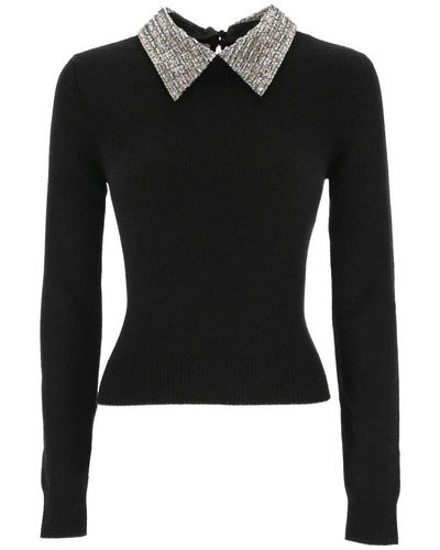 Valentino Embellished Long-sleeved Sweater - Black