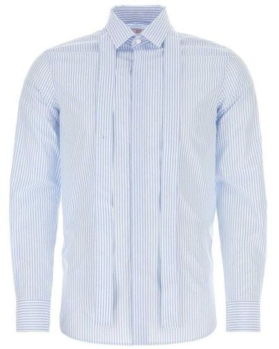 Valentino Scarf Detailed Striped Shirt - Blue
