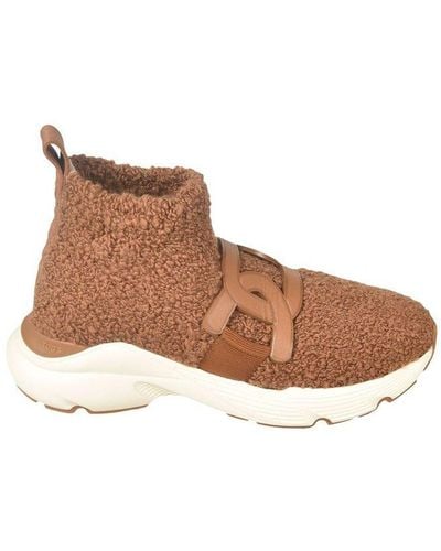 Tod's Shearling Logo-plaque Slip-on Trainers - Brown