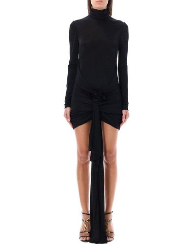 Saint Laurent Draped Mini Dress - Black