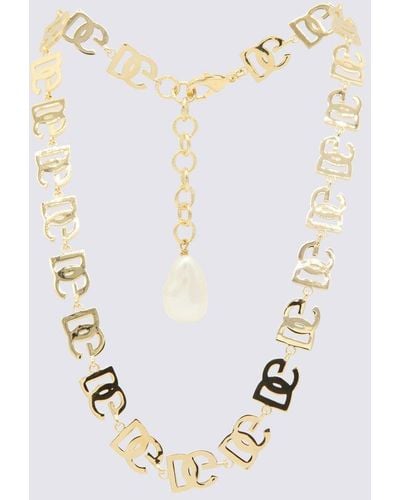 Dolce & Gabbana Gold Metal Brass Dg Necklace - Metallic